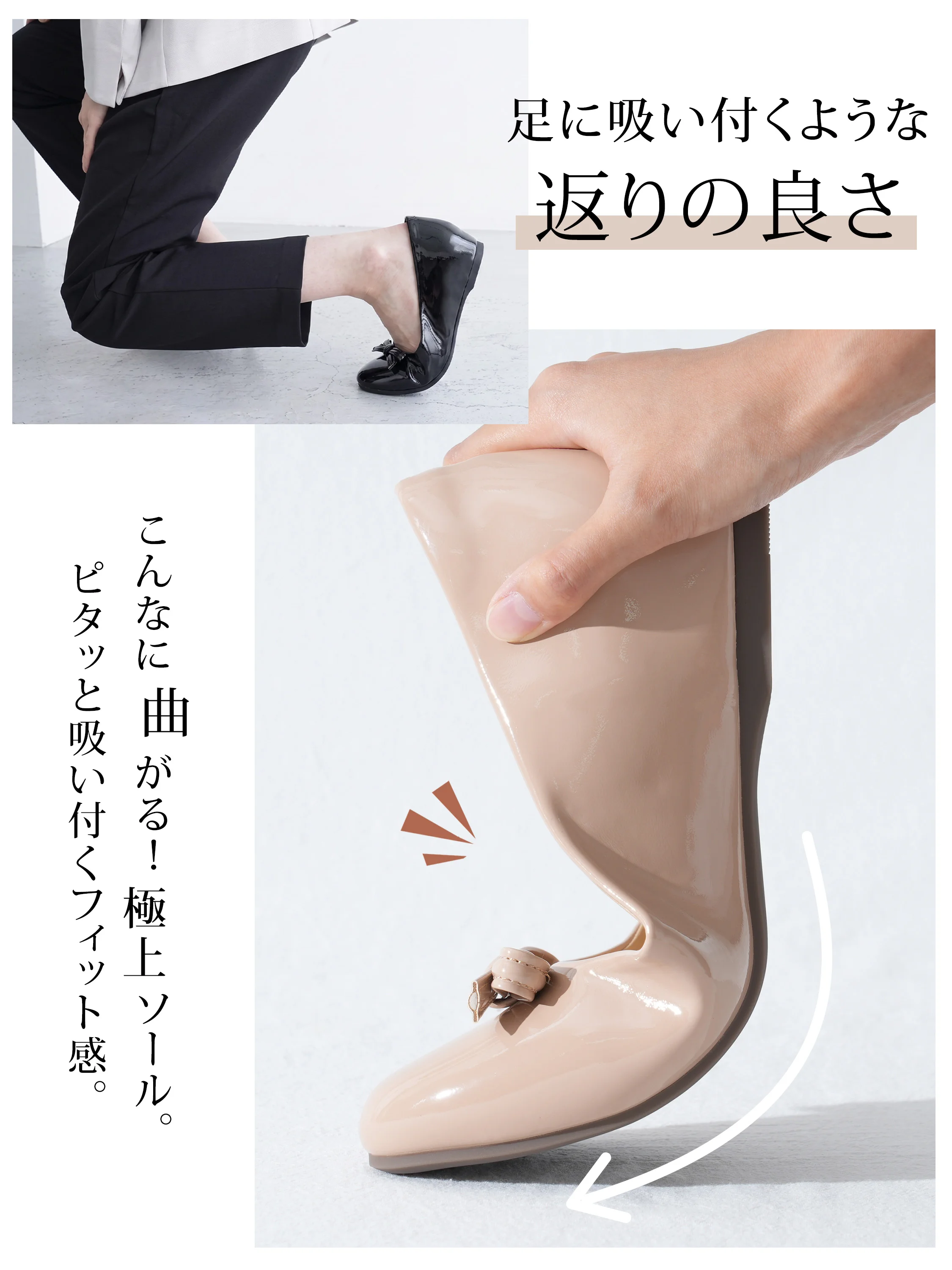 KENPOGEN 2026秋新作 晴雨兼用華奢リボンパンプス 屈曲性のあるエナメル素材と返りの良さ 秋パンプス 3.5cmインヒール エナメル ラウンドトゥ 静音