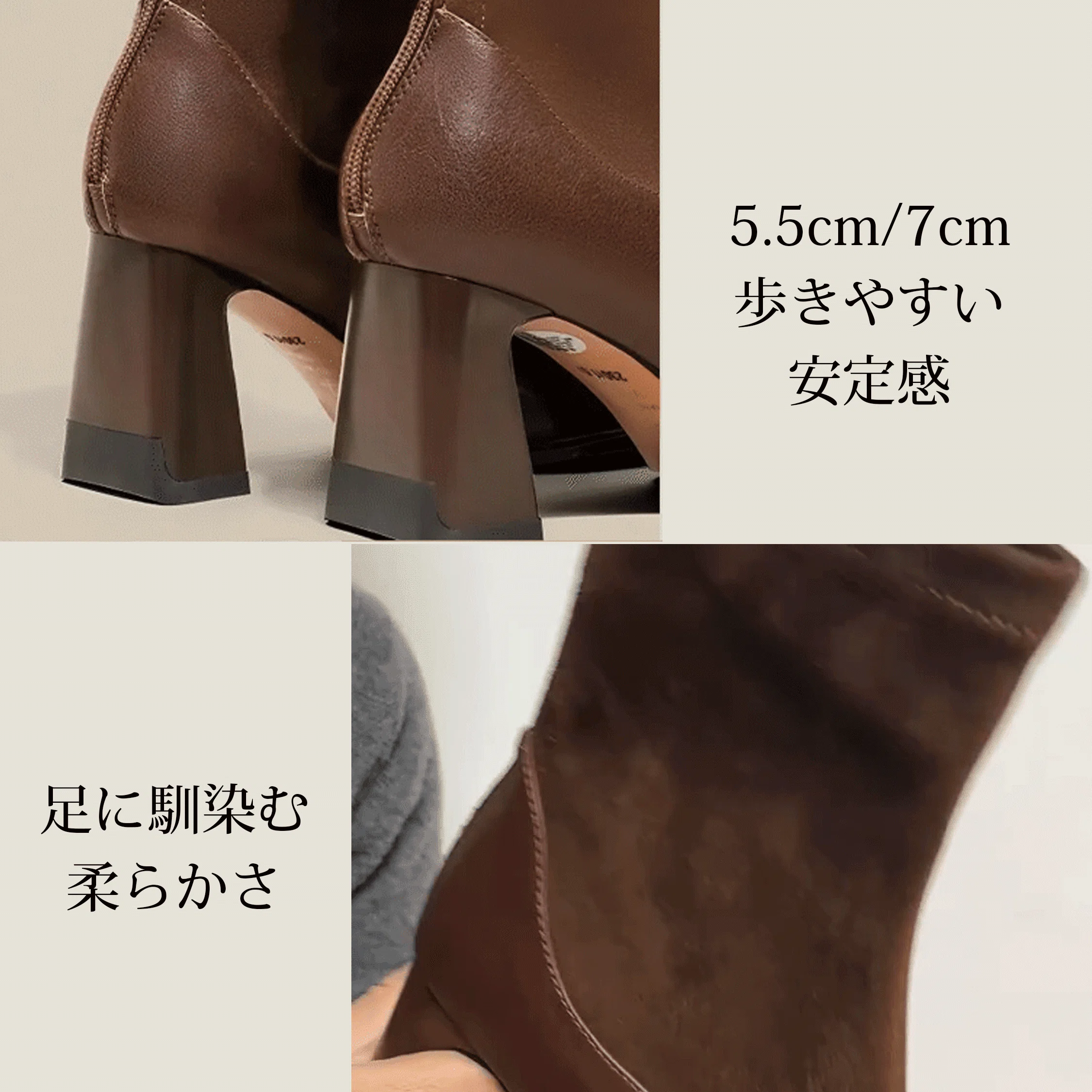 【幅広でも痛くないスクエアトゥ】KENPOGEN スエード ショートブーツ レディース チャンキーヒール 6.5cm 美脚 疲れにくい痛くない  秋冬