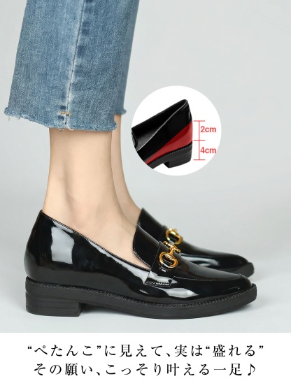 6cmインヒール構造図 ぺたんこに見えて盛れる 厚底ローファー 前滑り防止クッション