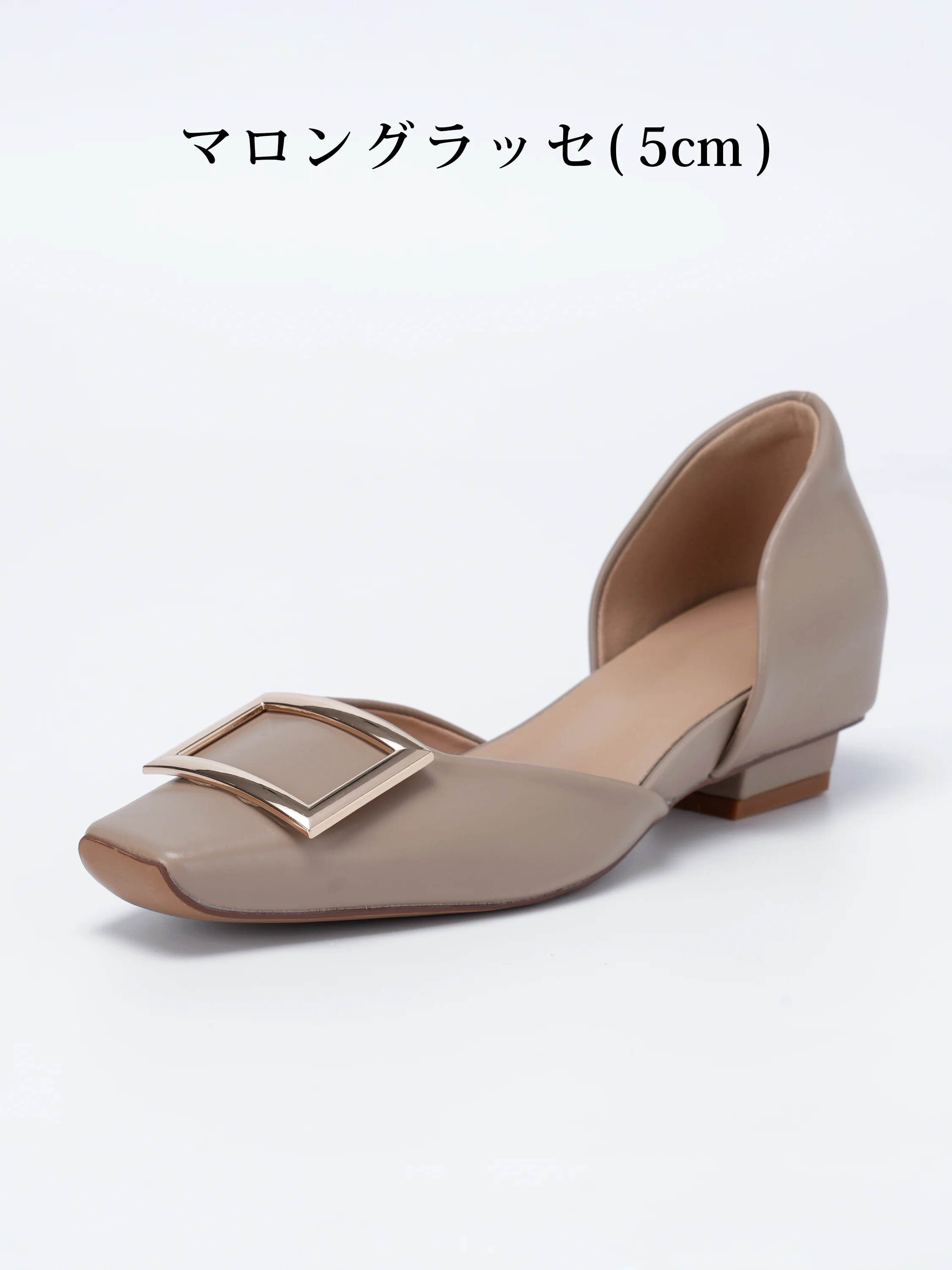 【上品なツヤ感で高見え】KENPOGEN バックルパンプス サイドオープン スクエアトゥ 5cmUP エナメル インヒール 痛くない 春夏 通勤 結婚式 幅広