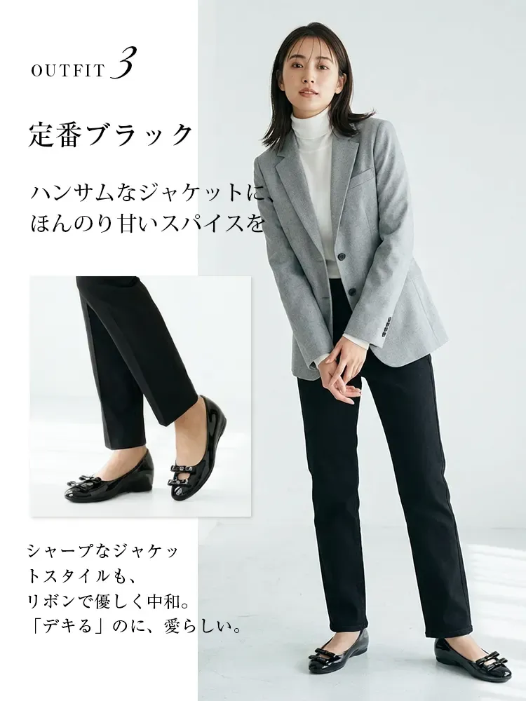 KENPOGEN ダブルリボンパンプス スクエアトゥシューズ インヒール 5cmUP エナメル 柔らか 通勤