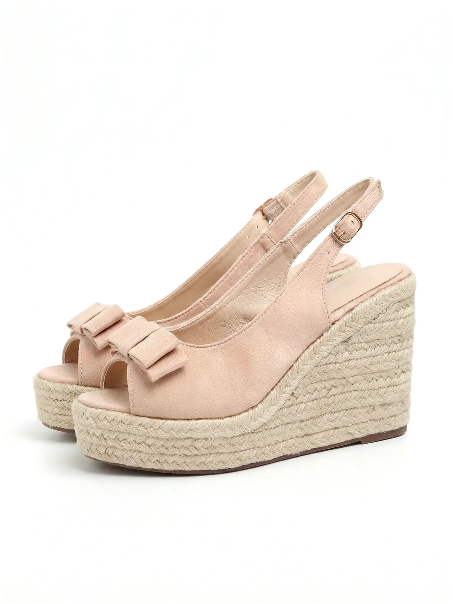 リボン付きウェッジサンダル