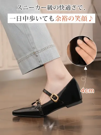 KENPOGEN ポインテッドトゥパンプス インヒールパンプス 5cmUP ダブルストラップ 脱げにくい