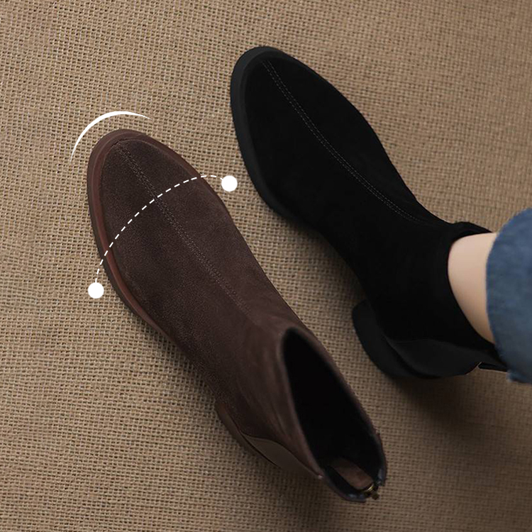 バックジップ スエード調ショートブーツ