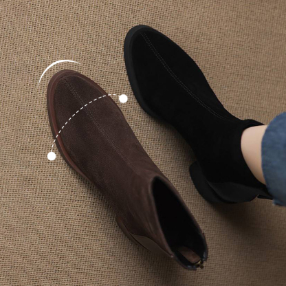 バックジップ スエード調ショートブーツ