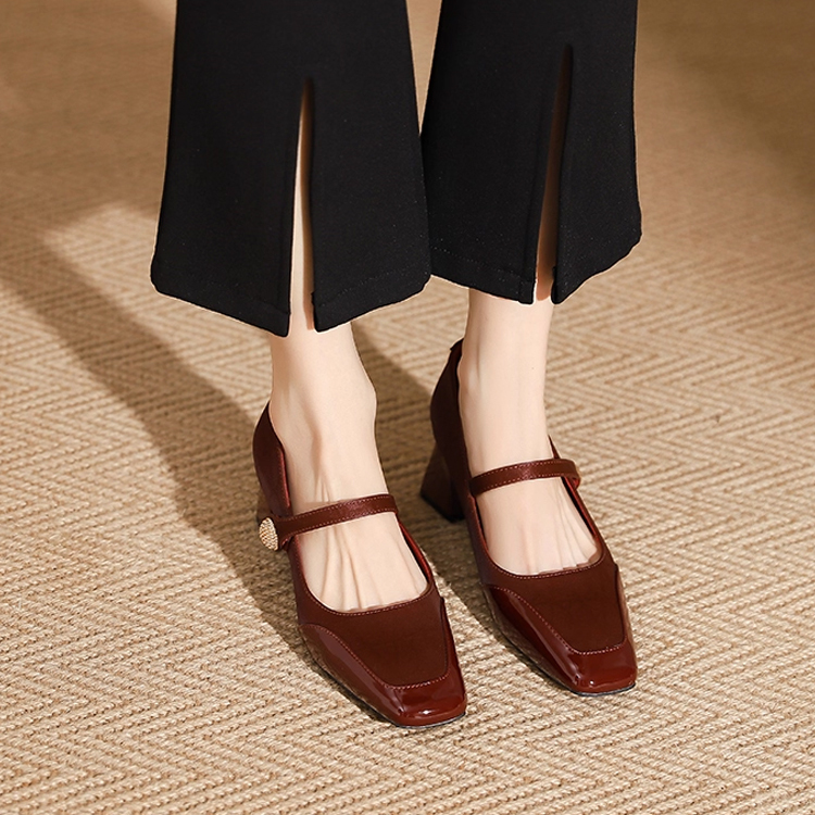 KENPOGEN メリージェーン靴 スクエアトゥパンプス 5cmUP チャンキーヒール 歩きやすい 通勤