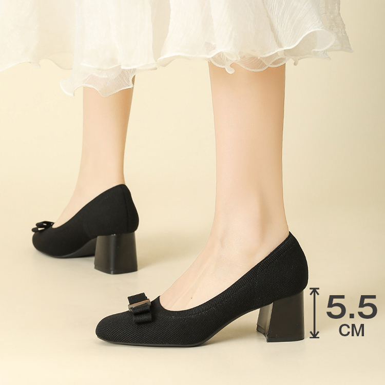 リボンモチーフ 美脚ニットパンプス