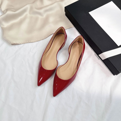 カラーエナメル 4cm美脚Vカットパンプス 