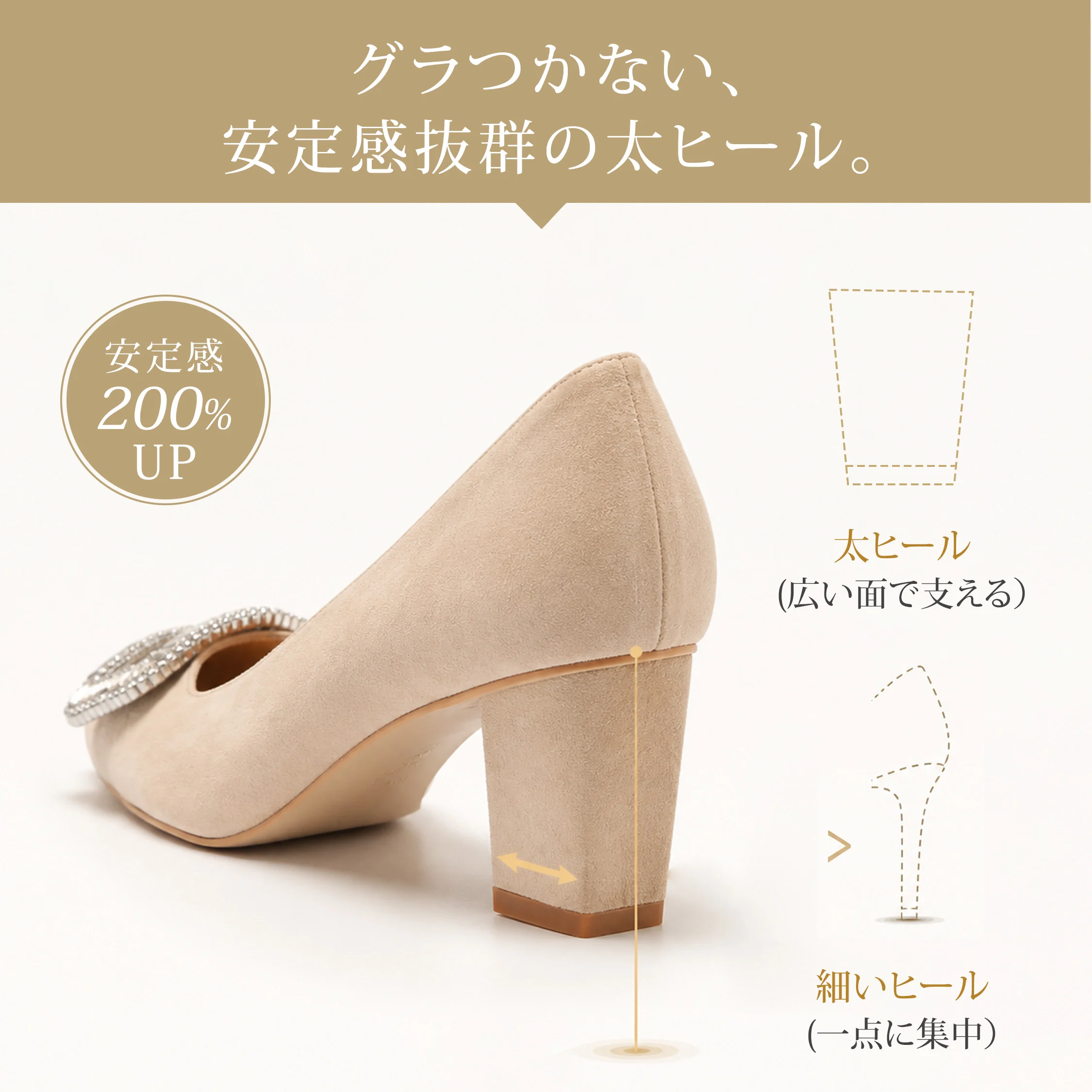 安定感のある太ヒールパンプス レディース 5cmヒール 本革 スクエアトゥ 通勤 フォーマルにおすすめ