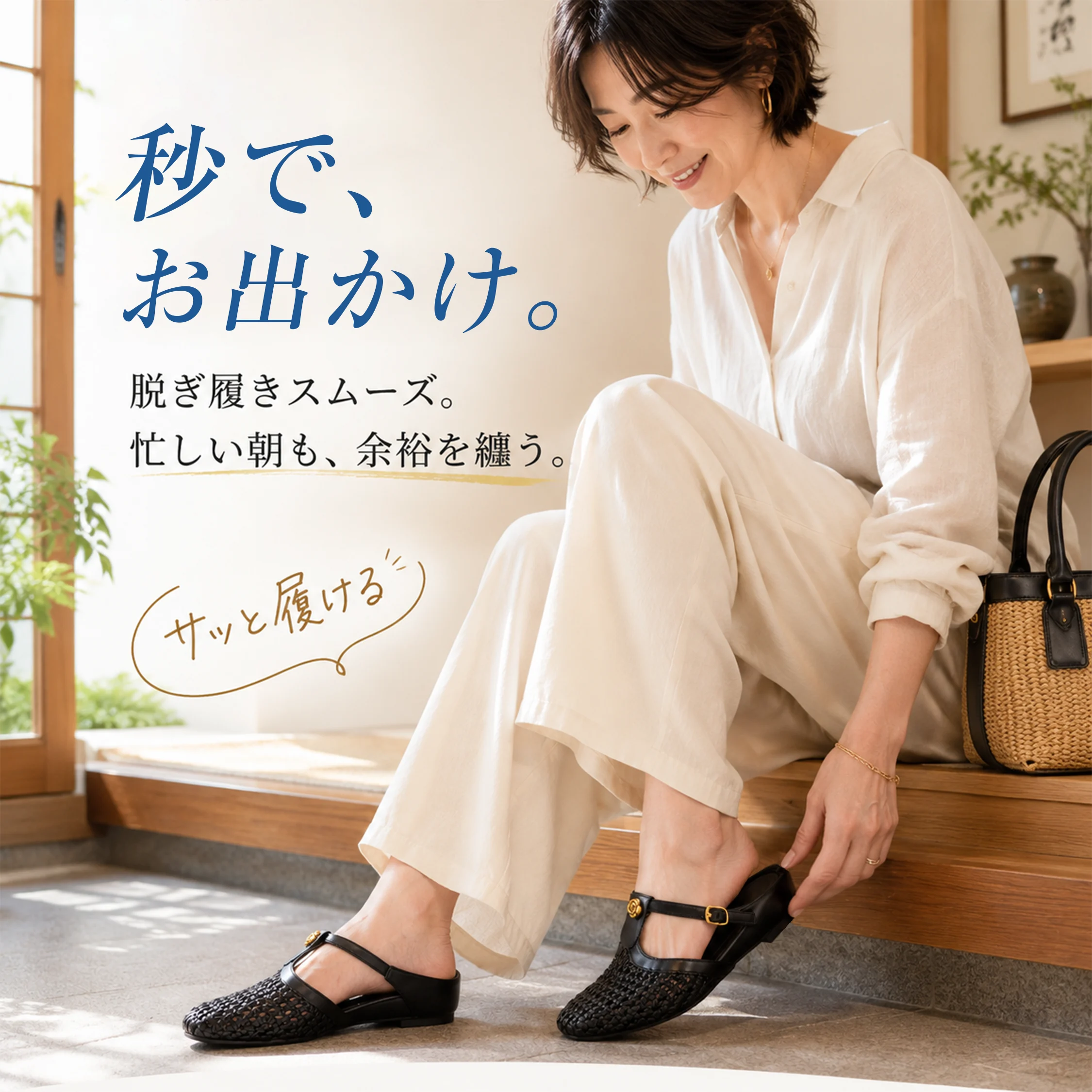 5cm美脚編み込みサンダル