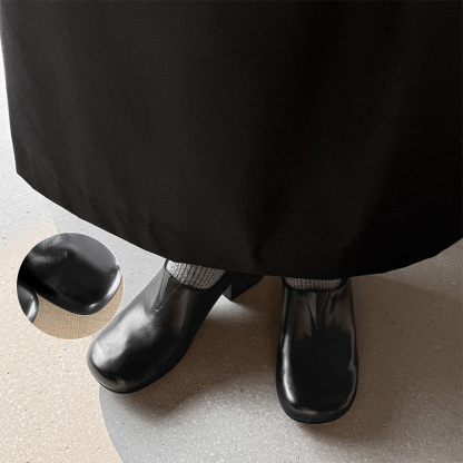 クラシカル チャンキーヒール トゥアップローファー