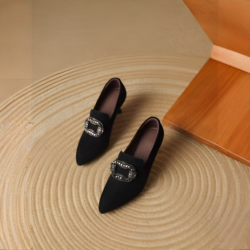 ビジューバックルラムレザーローファー