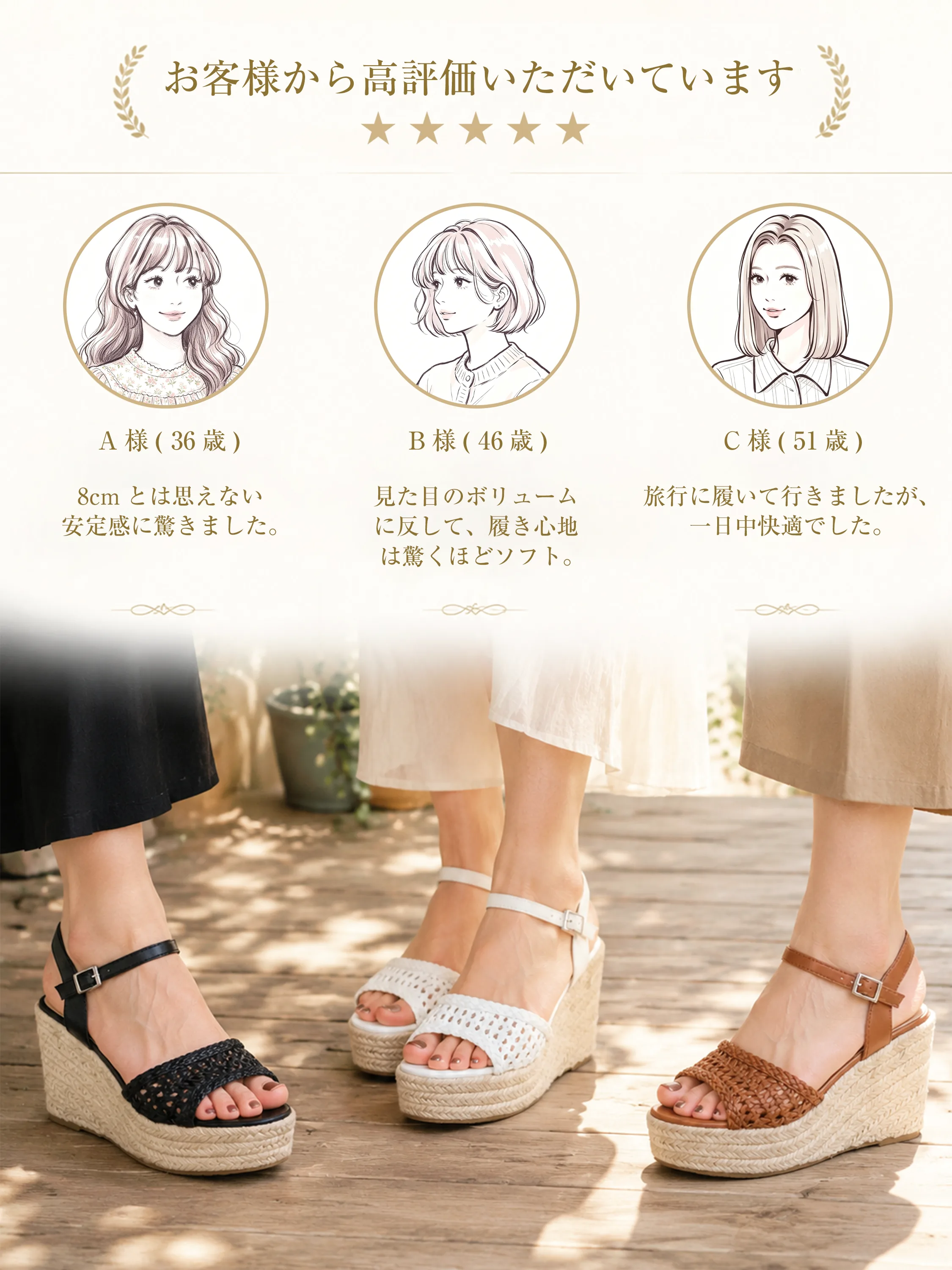 KENPOGEN レディース サンダル ブラック ホワイト ブラウン 口コミ人気 厚底ウェッジソール 編み込み 夏サンダル