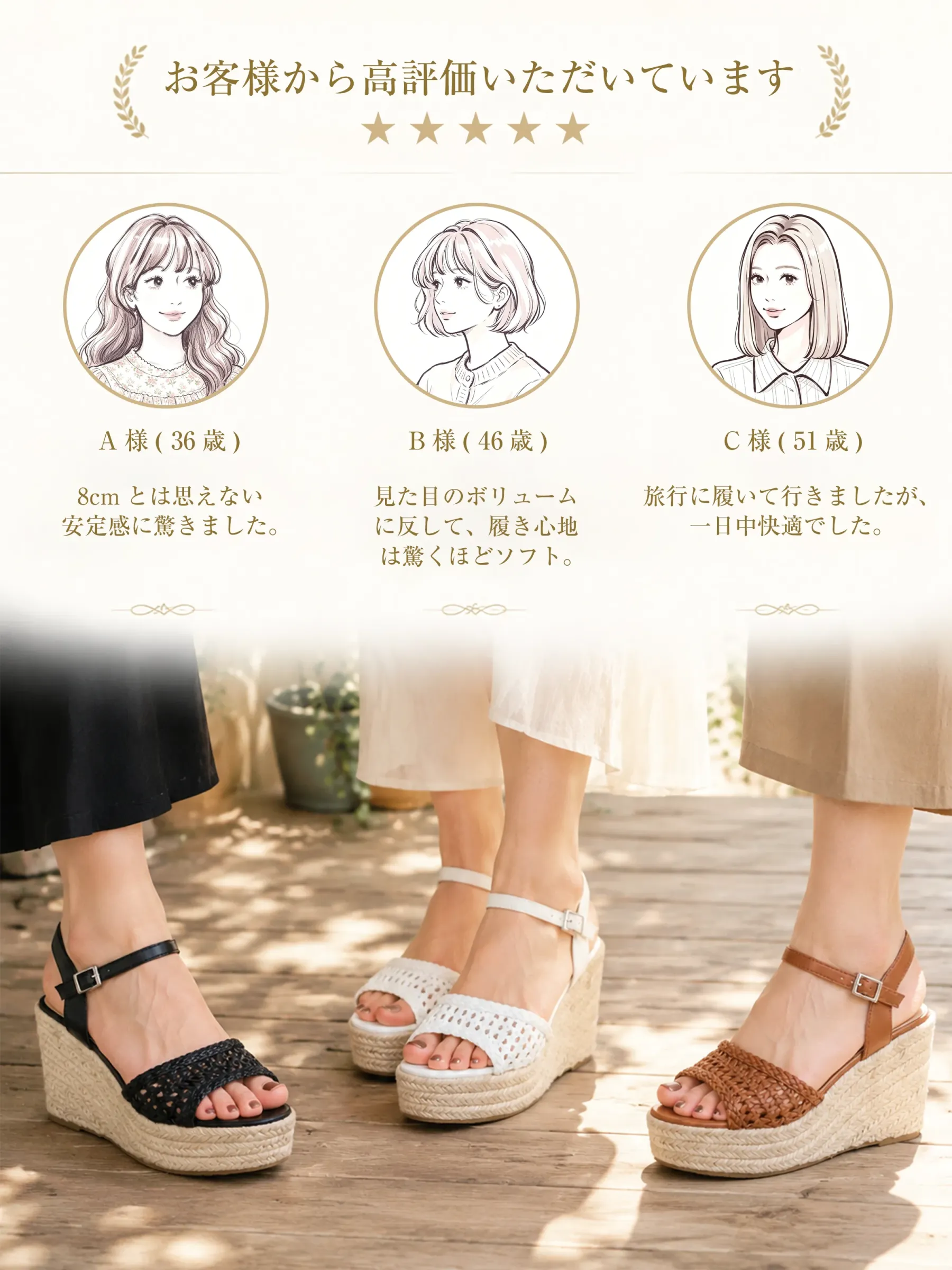 KENPOGEN レディース サンダル ブラック ホワイト ブラウン 口コミ人気 厚底ウェッジソール 編み込み 夏サンダル