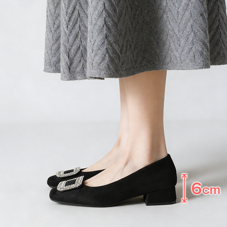 ビジューバックル サイドオープンパンプス