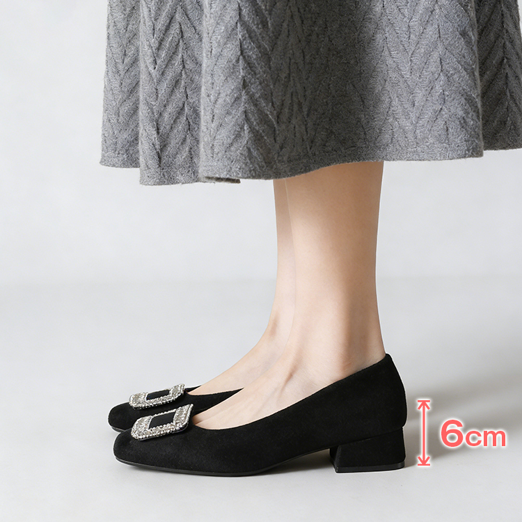 ビジューバックル サイドオープンパンプス