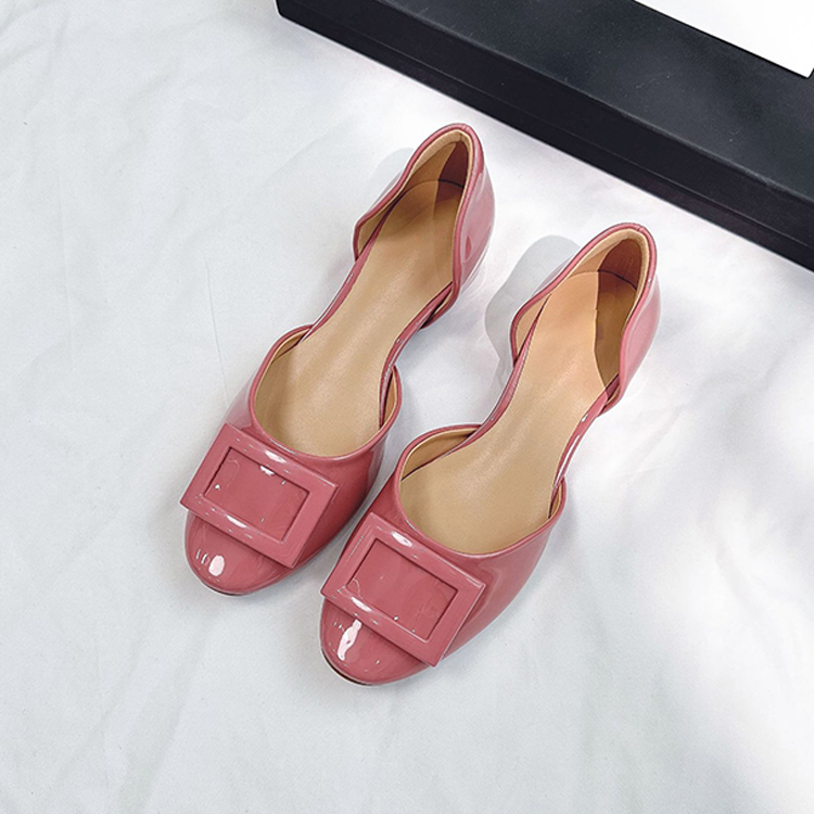 スクエアバックル サイドオープンパンプス