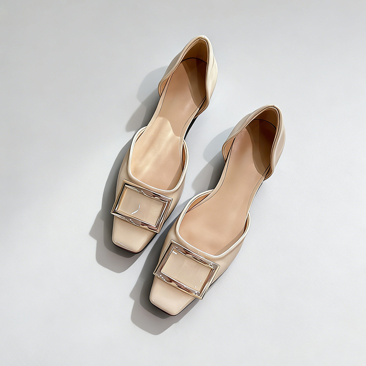 スクエアバックル サイドオープンパンプス