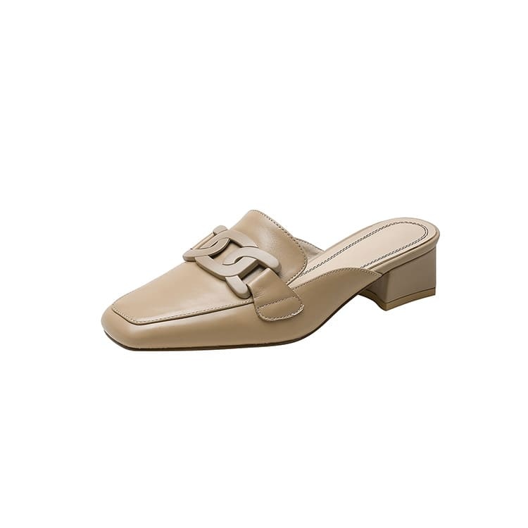 スクエアトゥ チェーンモチーフミュール