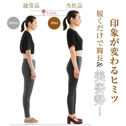 KENPOGEN 羊革パンプス メリージェーン靴 手作り 5.5cmUP 型押しレザー スクエアトゥ 通勤