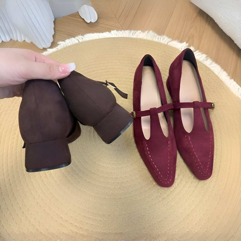 Tストラップ 7cmインヒールパンプス