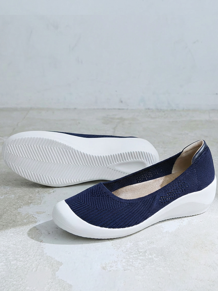 【素足のような超軽量】KENPOGEN ニットパンプス 3cmUP ラウンドトゥ 通気性 蒸れない 屈曲性 痛くない 歩きやすい