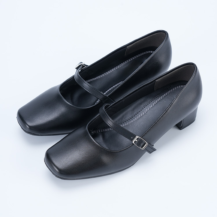 【外反母趾・幅広に優しい】KENPOGEN スクエアトゥ マリージェーン パンプス 5cmヒール 疲れにくい 安定感 チャンキーヒール 脱げない カジュアル フォーマル