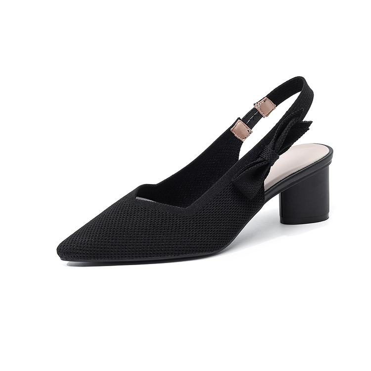 ポインテッドトゥ バックストラップニットパンプス