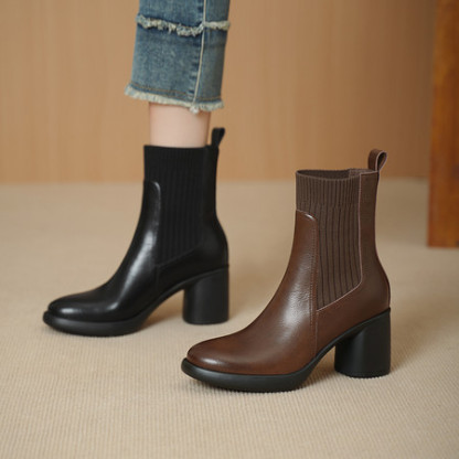 厚底チャンキーヒール サイドゴアブーツ