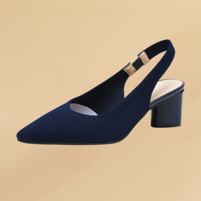 KENPOGEN メッシュサンダル ポインテッドトゥパンプス 5cmUP バックストラップ 歩きやすい