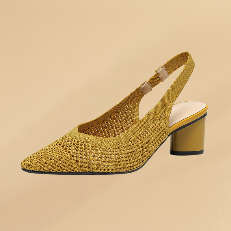 KENPOGEN メッシュサンダル ポインテッドトゥパンプス 5cmUP バックストラップ 歩きやすい