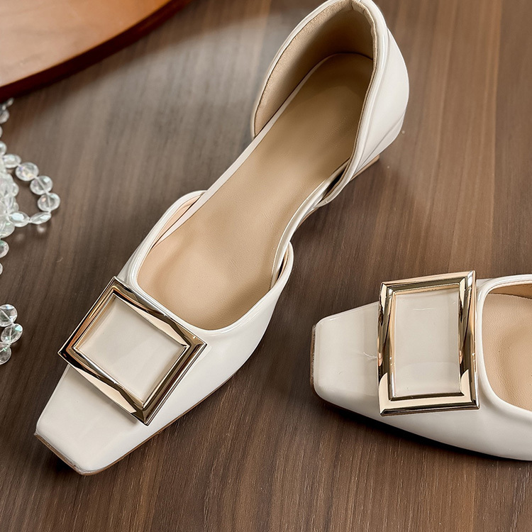スクエアバックル サイドオープンパンプス