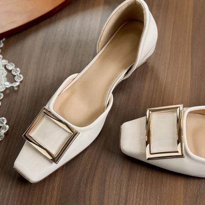 スクエアバックル サイドオープンパンプス