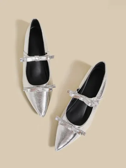 KENPOGEN ダブルリボンストラップ美脚パンプス｜5cmインヒール×エナメルの可愛さと安定感を両立