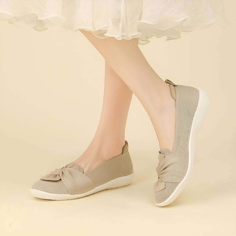 リボンデザイン 軽量ニットコンフォートシューズ