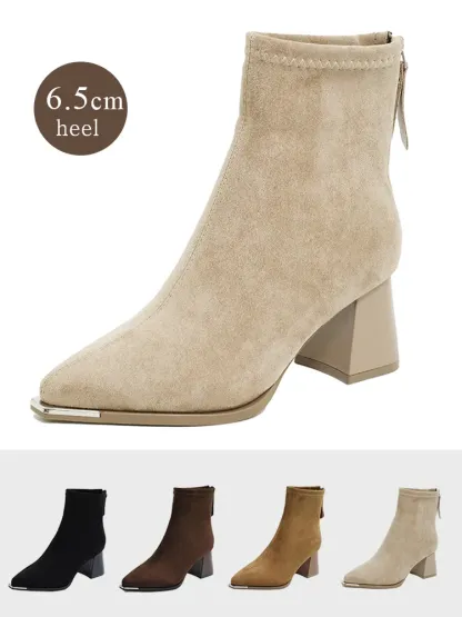 バックジップ スエード調美脚ブーツ