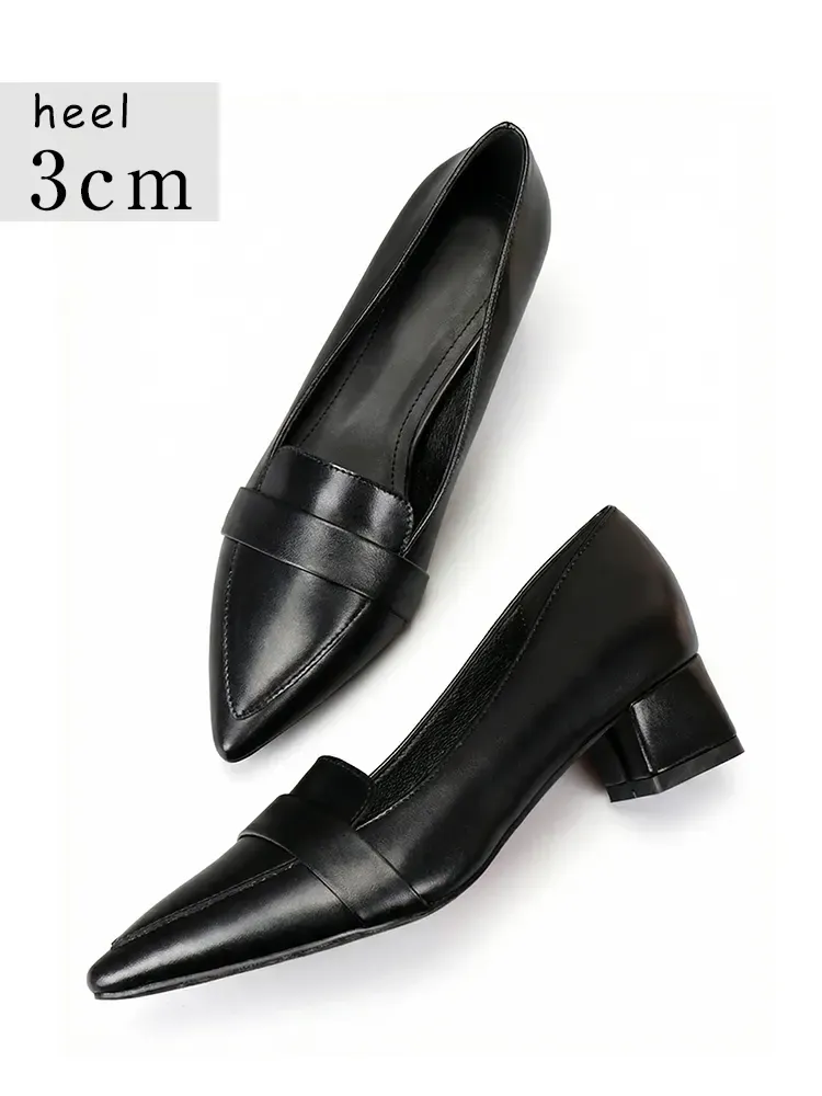 チャンキーヒールローファー