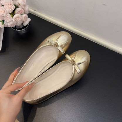 メタリック5cm美脚バレエシューズ