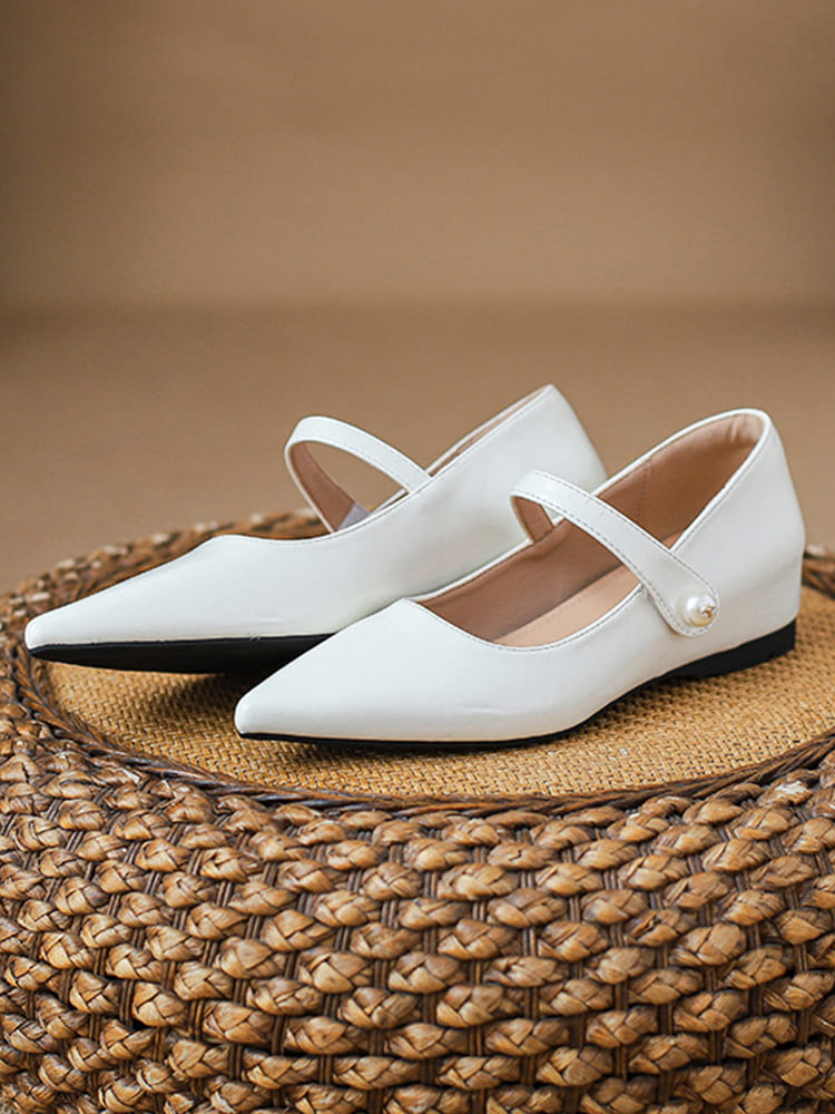 KENPOGEN ストラップパンプス インヒールパンプス ポインテッドトゥ 5cmUP パール飾り 歩きやすい