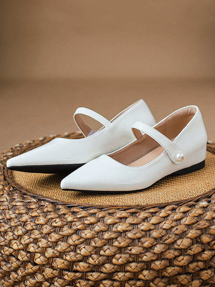 KENPOGEN ストラップパンプス インヒールパンプス ポインテッドトゥ 5cmUP パール飾り 歩きやすい