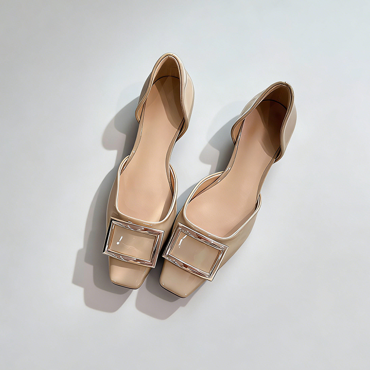 スクエアバックル サイドオープンパンプス