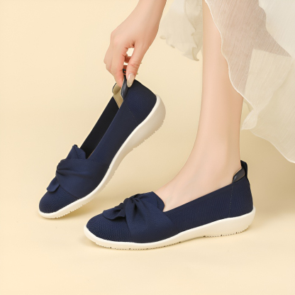 リボンデザイン 軽量ニットコンフォートシューズ