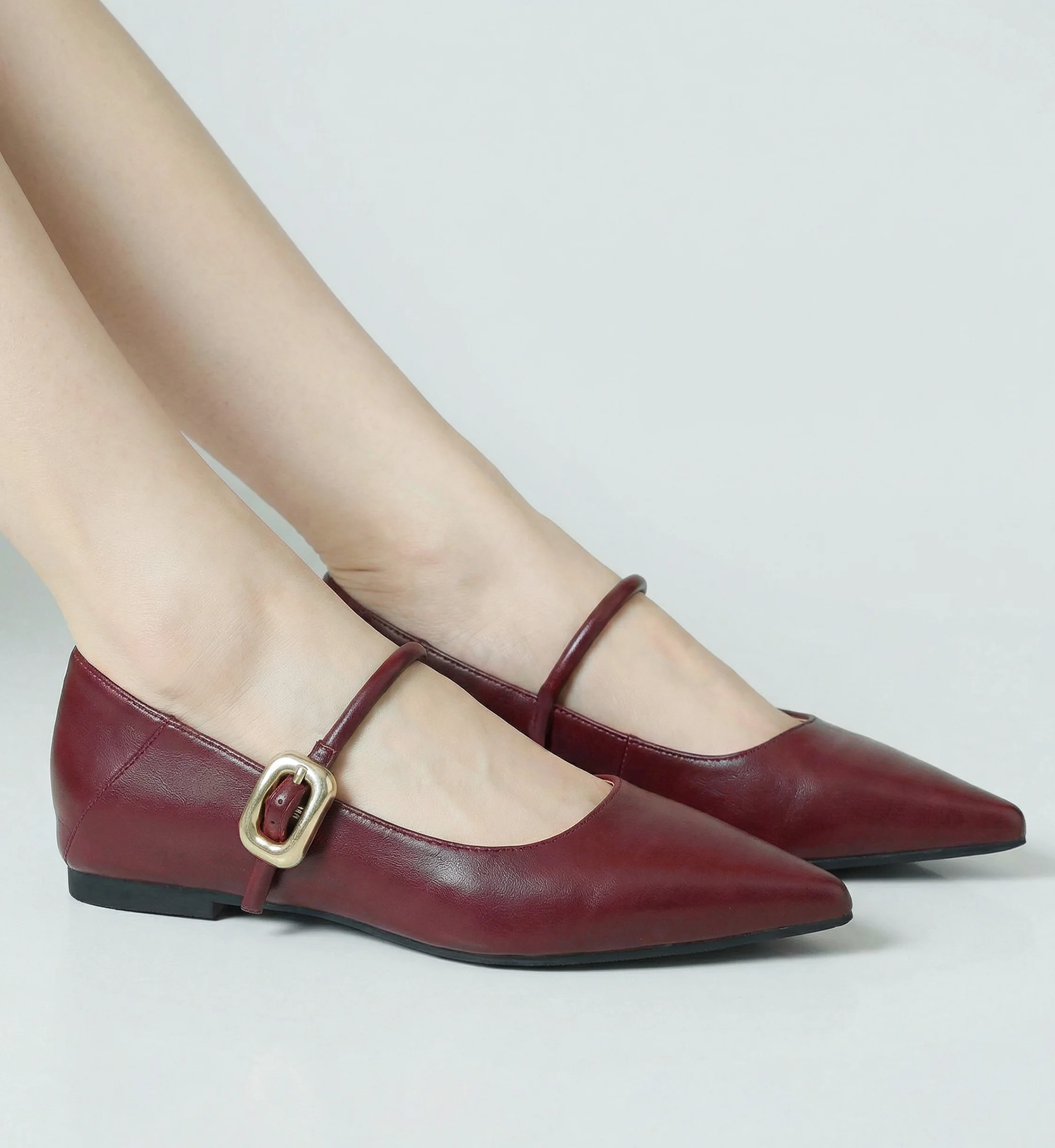 シークレット インヒール パンプス 5cm メリージェーン 赤 横から 美脚 脚長効果 スタイルアップ ぺたんこに見えてヒールがある 楽ちん