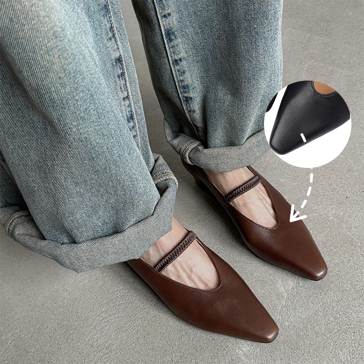 ブロックヒール Vカットメリージェーン