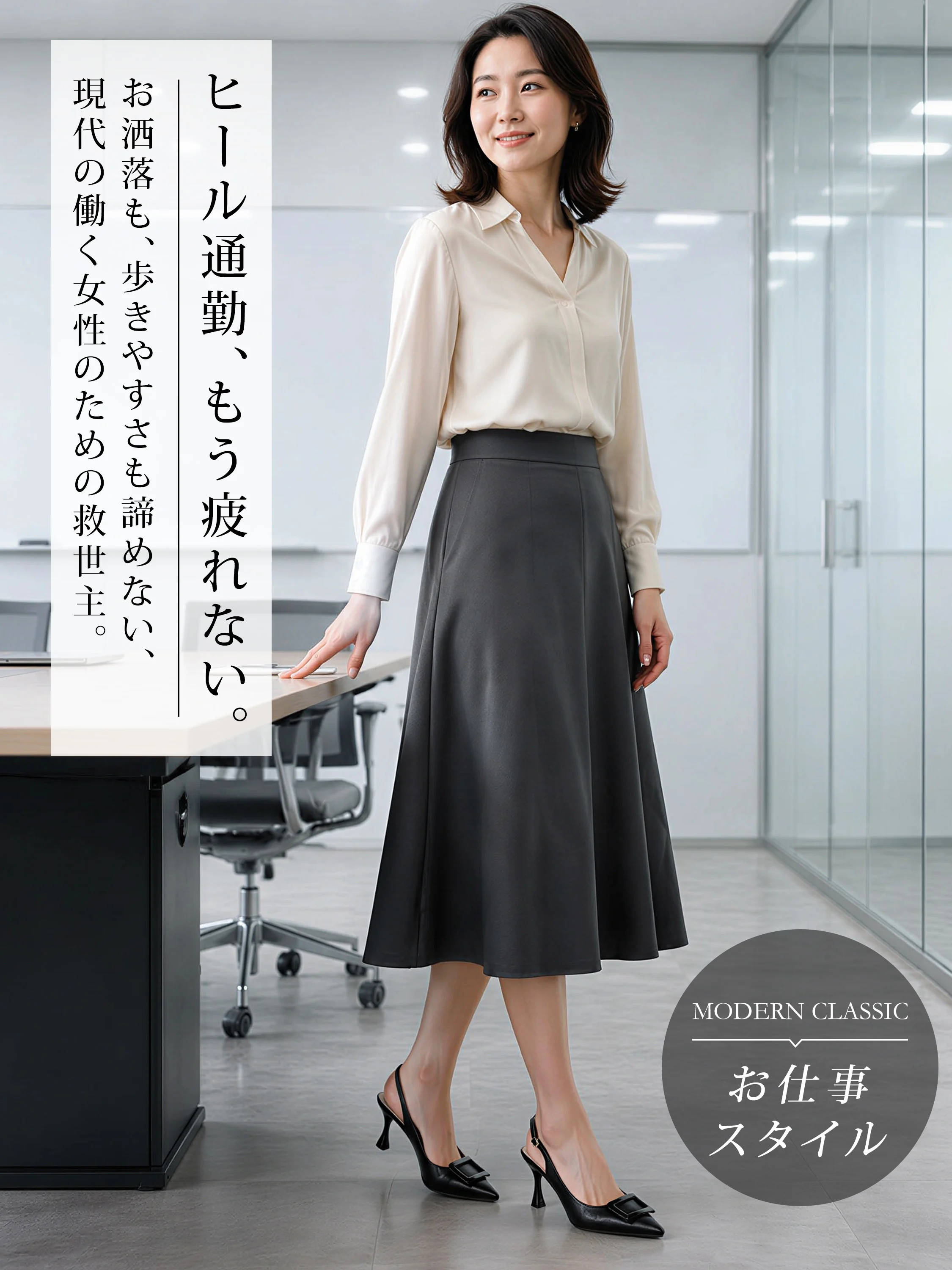 【極上の柔らかさ】KENPOGEN スリングバックパンプス レディース サンダル スクエアバックル  5cm 7cmUP 痛くない スタイルアップ 通勤