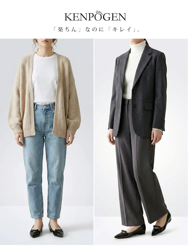 【跳べるパンプス】KENPOGEN エナメルパンプス リボン ポインテッドトゥ インヒール 5cmUP 晴雨兼用 歩きやすい 通勤 きれいめ