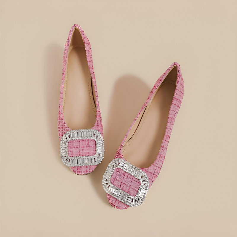 ビジューバックル 6cm美脚チャンキーヒールパンプス