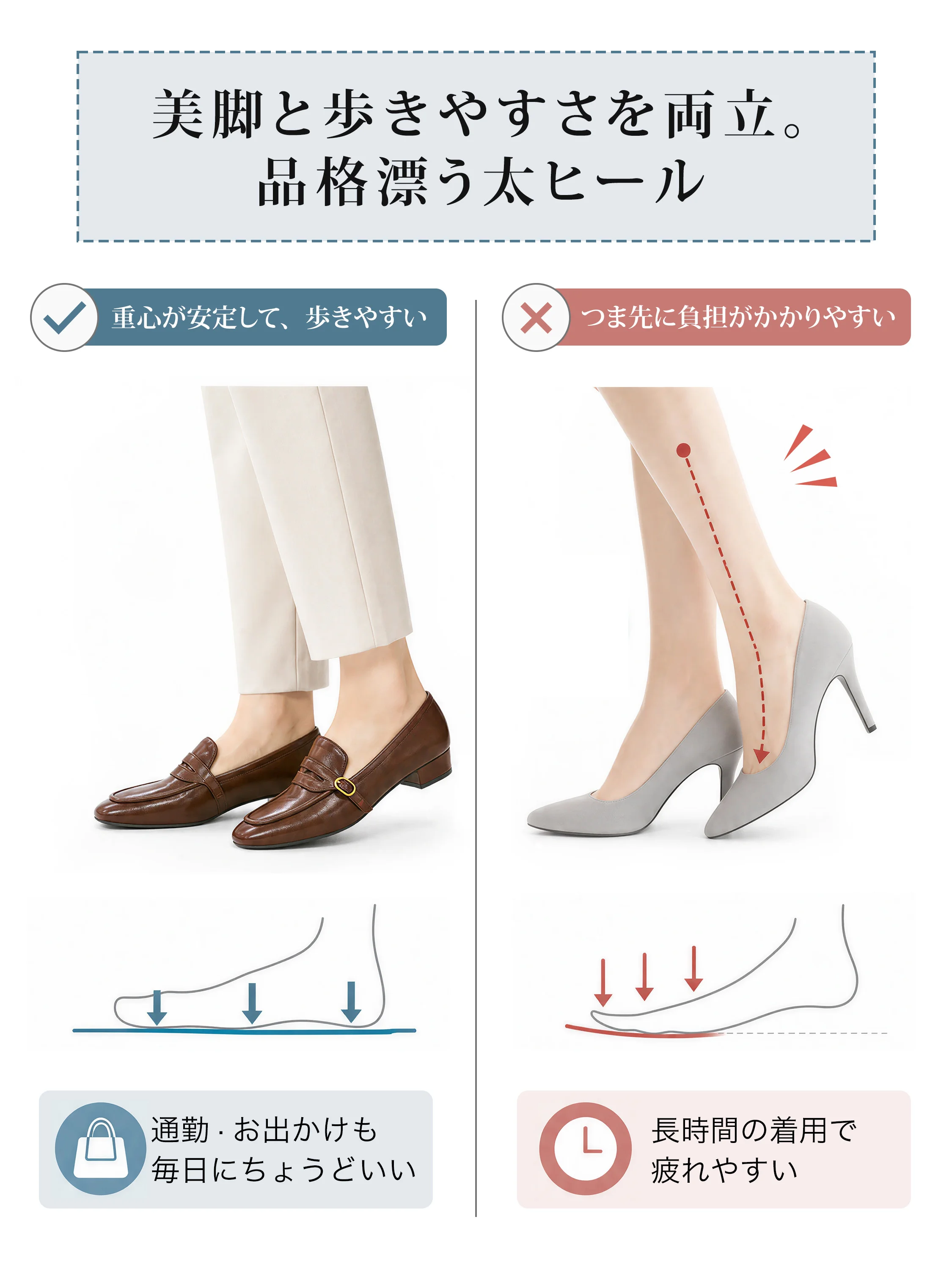 スクエアトゥ 3.3cm美脚コインローファー