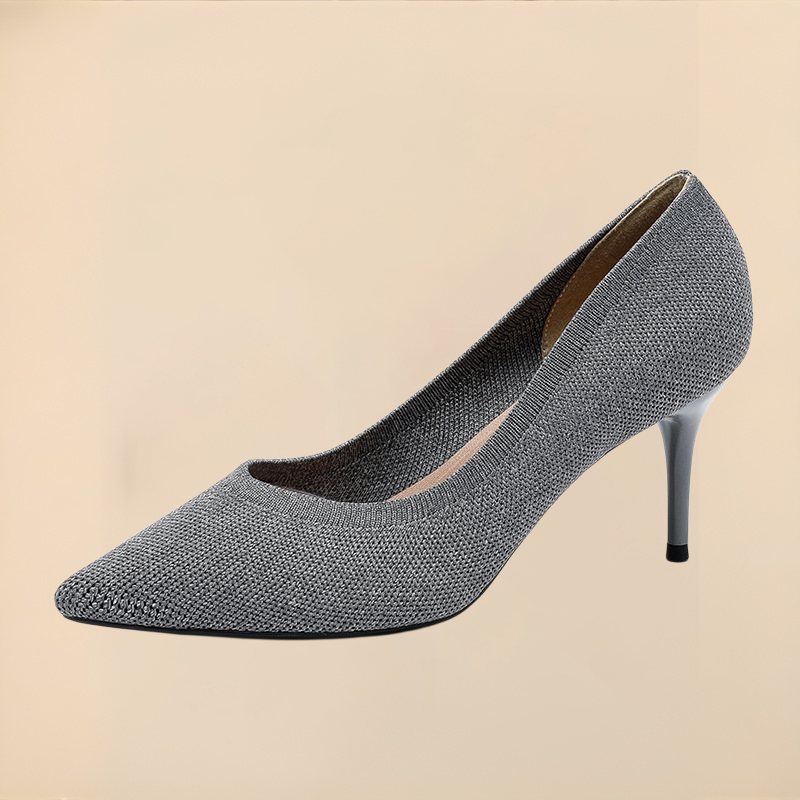 ポインテッドトゥニットパンプス