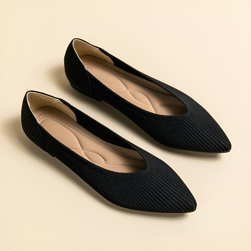 ポインテッドトゥ ニットフラットパンプス